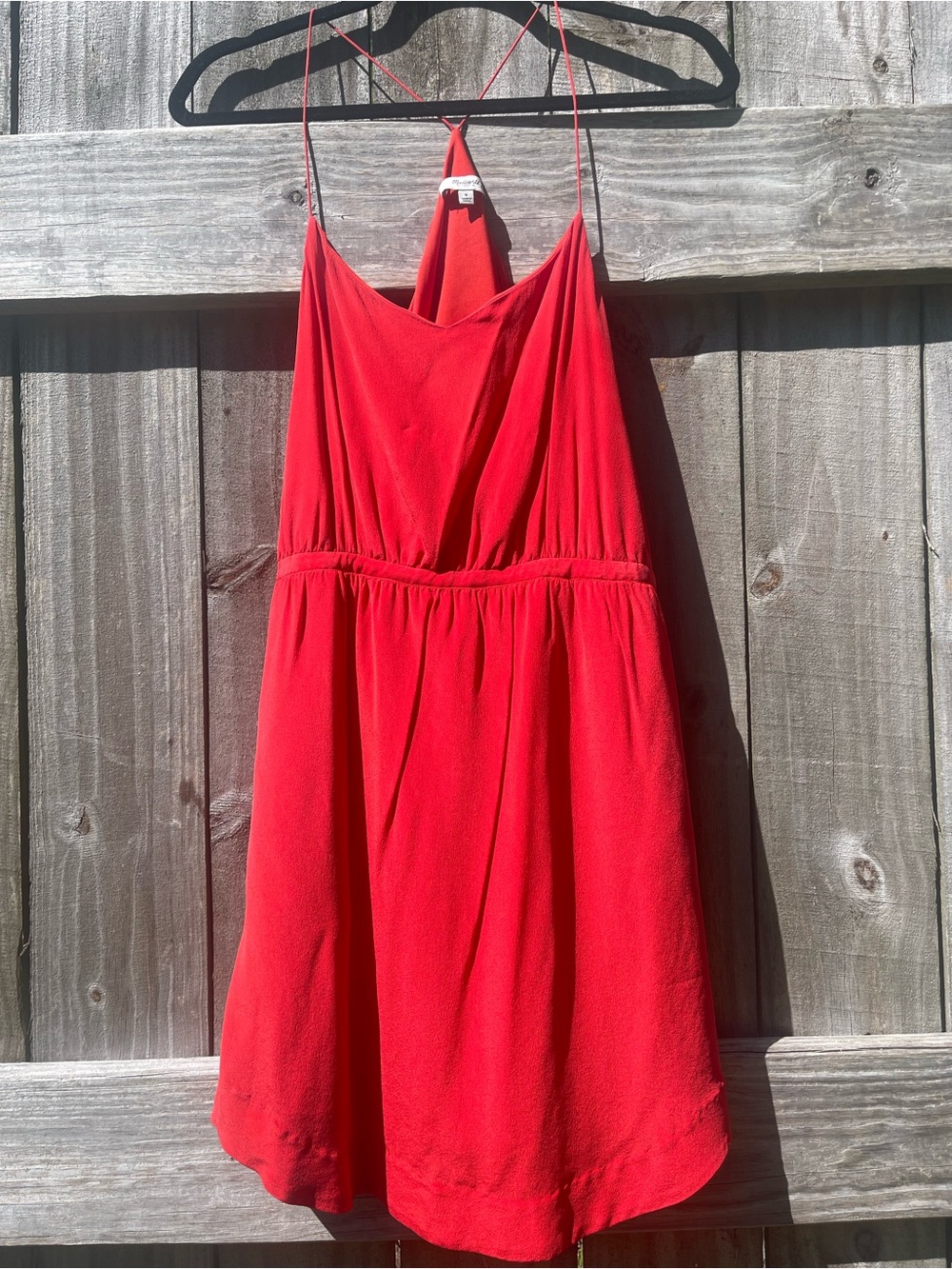 Madewell Bright Red Sleeveless Silk Dress Sz 8